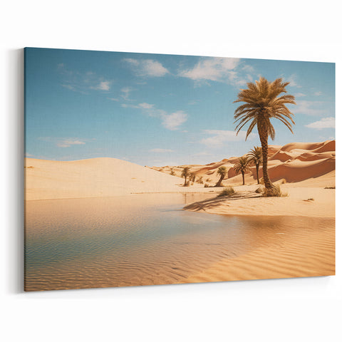 Oasis in Oman Desert Wall Art – Arabian Peninsula Landscape Canvas Print