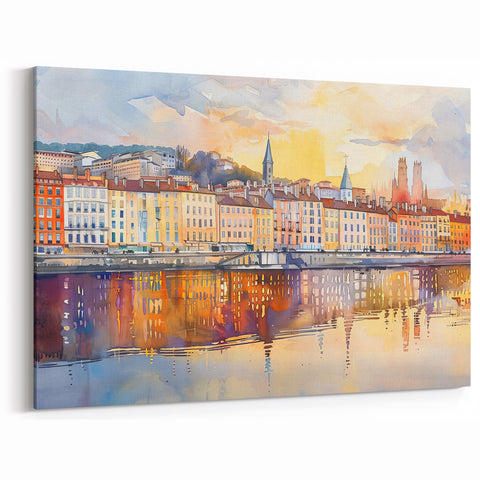 Lyon Skyline Painting – Vibrant Reflection of Lyon’s Colorful Architecture