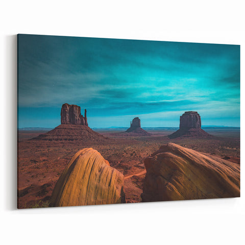 Southwest Nightscape Art – Monument Valley Desert under Starlit Sky