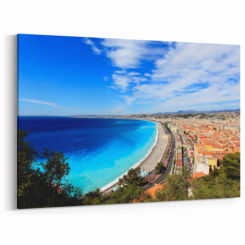 Nice Wall Art - Coastal French Riviera Cityscape Print