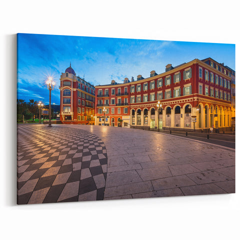 Nice Landmark Art - Evening City Square in French Riviera Print