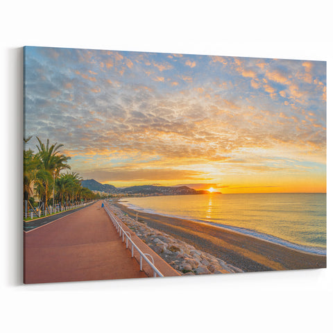Scenic Nice Canvas - Sunset Over Promenade des Anglais Print