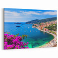 French Riviera Prints - Harbor View with Floral and Yacht Scene