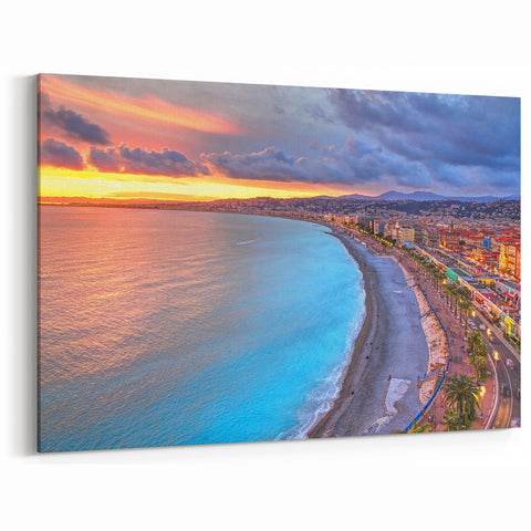 Nice Cityscape Art - Sunset Coastline of Promenade des Anglais