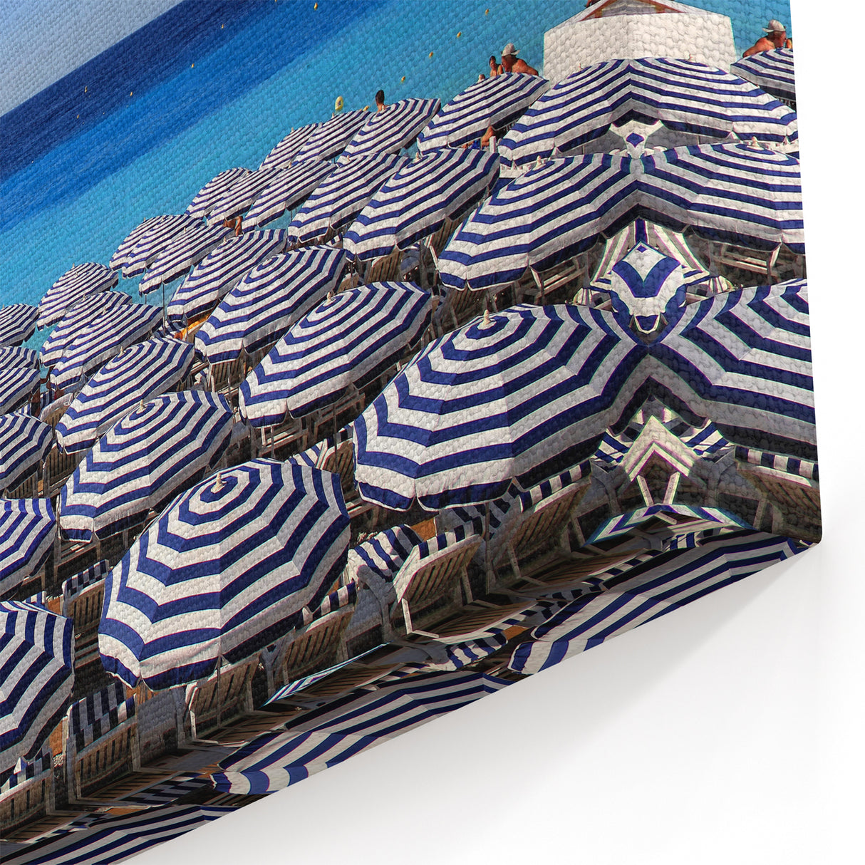Nice France Wall Decor - Blue Beach Umbrellas and Mediterranean Sea