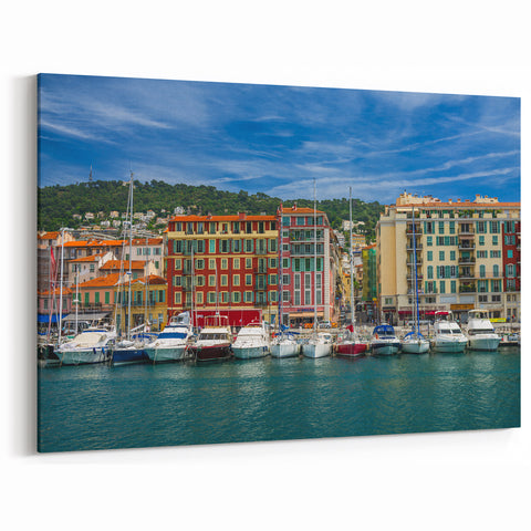Nice Cityscape Art - Colorful Harbor and Boats in French Riviera