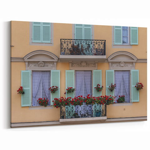 Nice France Wall Decor - Charming Balcony with Flowers and Shutters