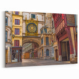 Normandy Canvas Art - Historic French Architecture and Clock Print