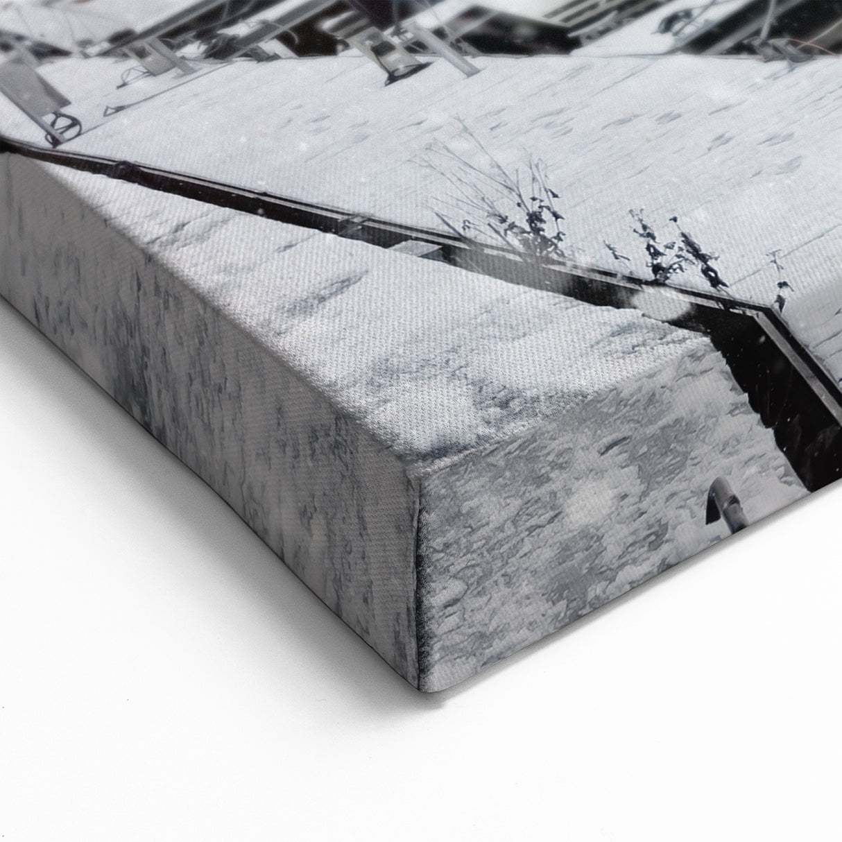 Picturesque Normandy Artwork - Snowy Harbor Scene Canvas Art