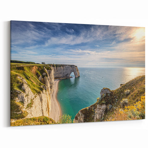 Normandy Landscape Paintings - Coastal Cliffside Canvas Art for Home