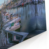 Normandy Canvas Art - Colorful French Marina at Sunset Wall Print