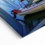 Normandy Canvas Art - Colorful French Marina at Sunset Wall Print