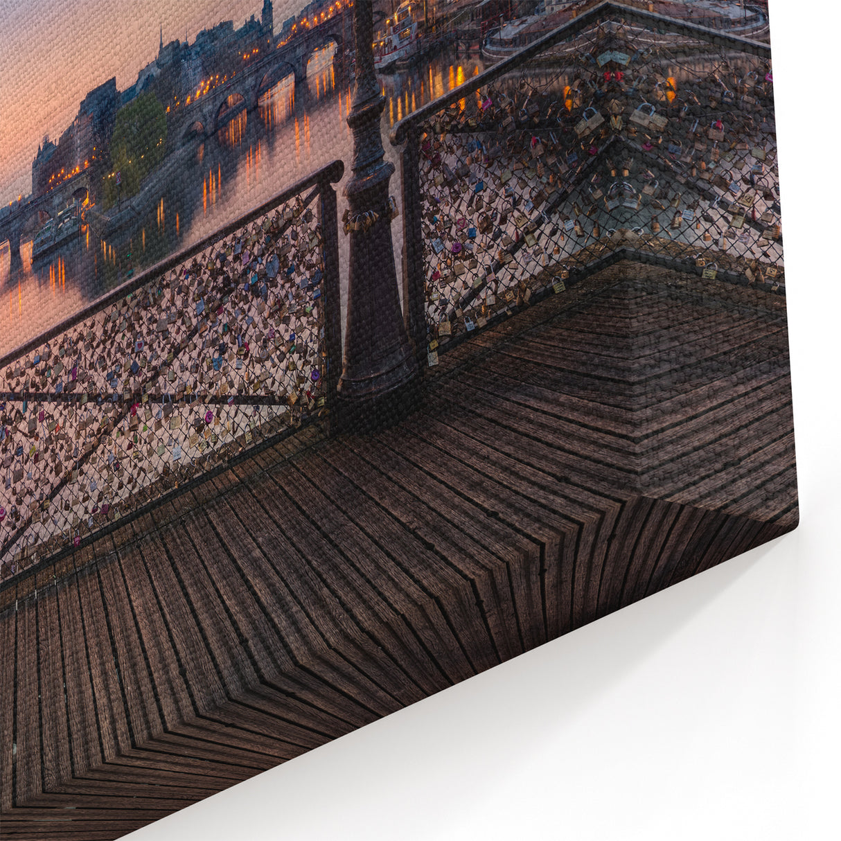 Paris Canvas Prints - Scenic Bridge and Sunset Wall Art for French Decor