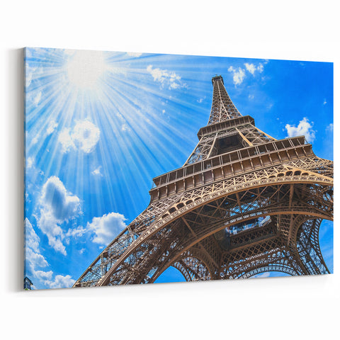 Paris Wall Art - Eiffel Tower Canvas Prints with Radiant Sunlight View