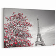 Eiffel Tower Art - Paris Wall Art with Red Tree for Modern French Decor