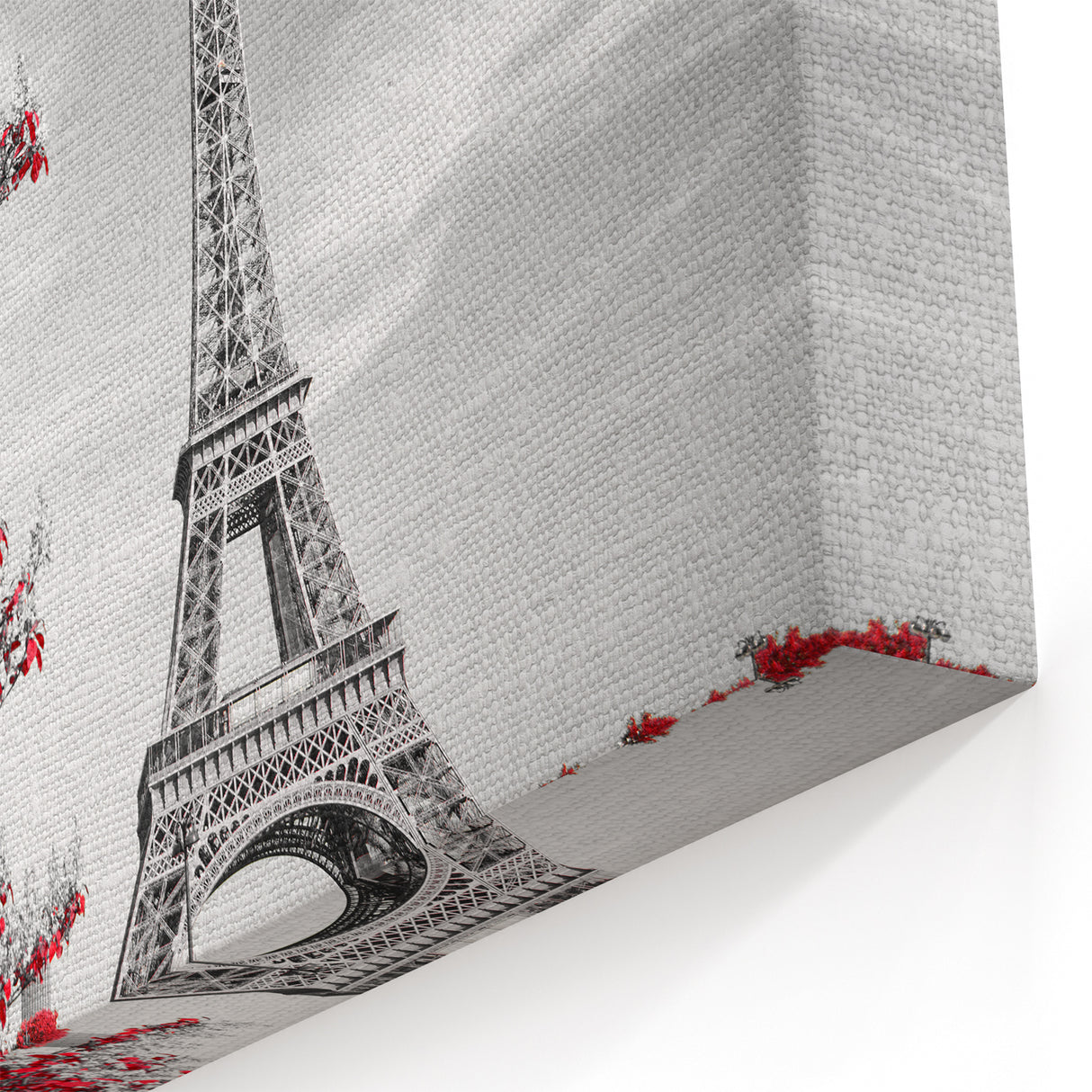 Eiffel Tower Art - Paris Wall Art with Red Tree for Modern French Decor