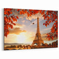 Paris Wall Art - Eiffel Tower with Autumn Leaves Canvas Print