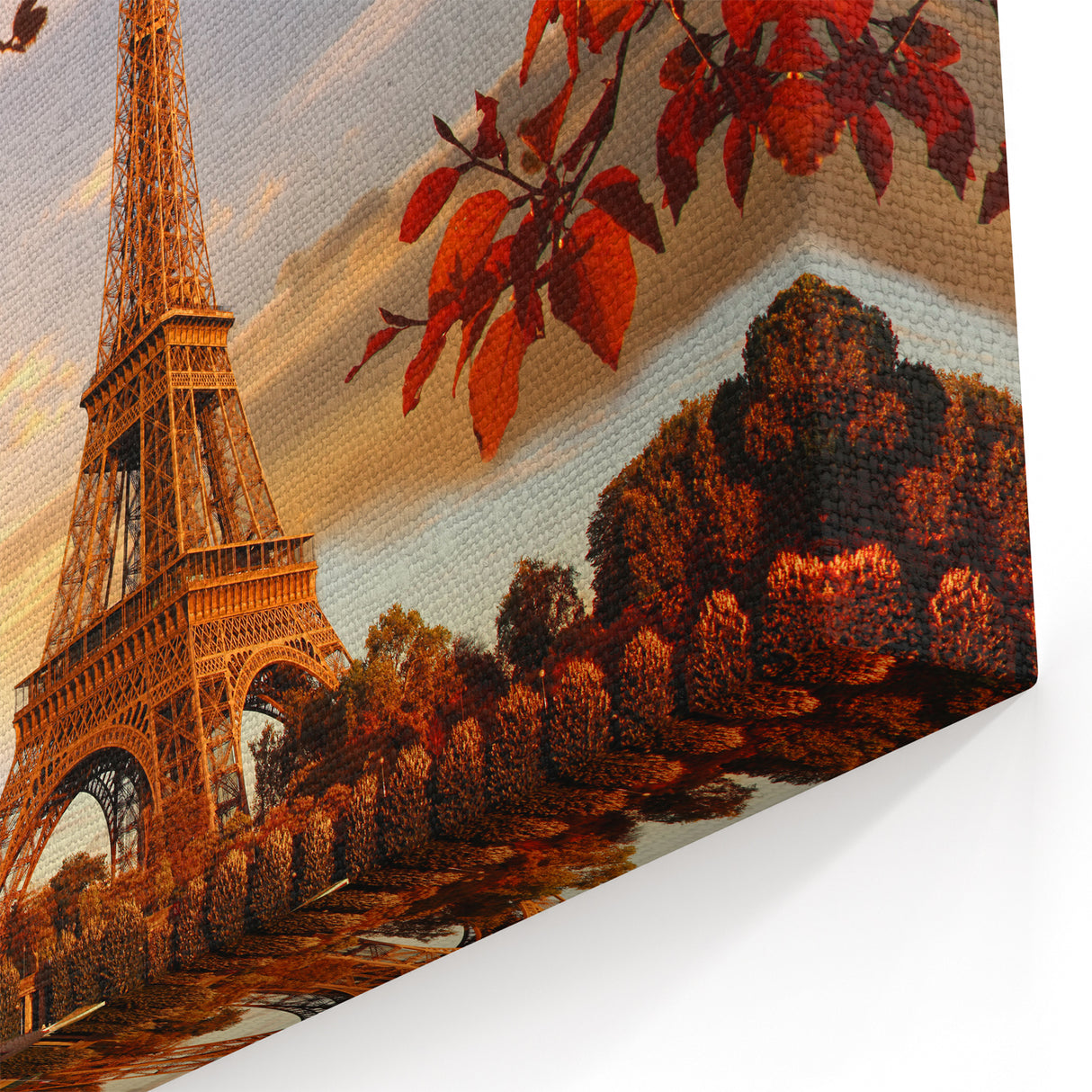 Paris Wall Art - Eiffel Tower with Autumn Leaves Canvas Print