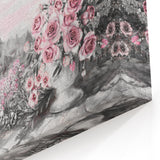 French Wall Decor - Paris Cityscape with Floral Rose Garden Art