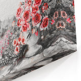 Paris Photography - Eiffel Tower with Red Floral Garden Wall Art