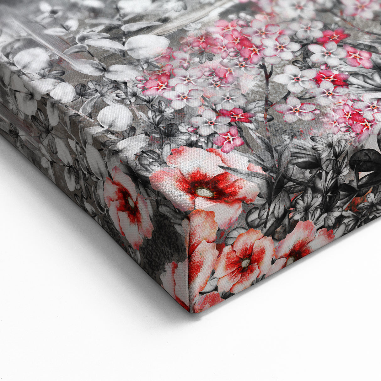 Paris Photography - Eiffel Tower with Red Floral Garden Wall Art