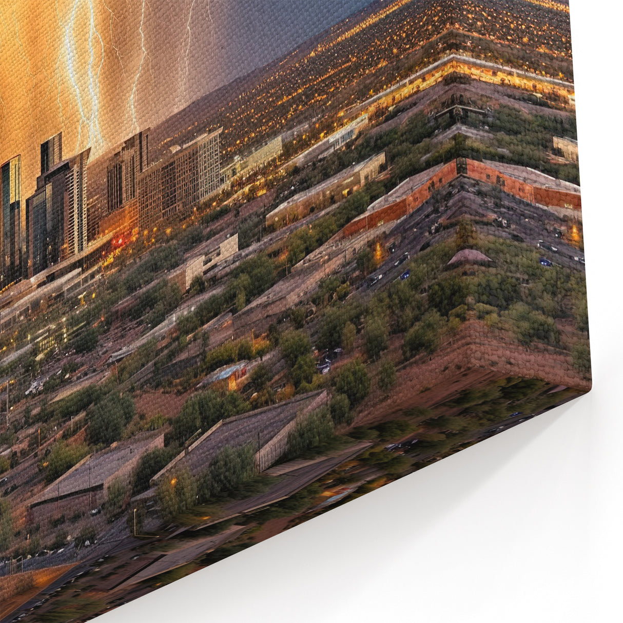 Phoenix Skyline Wall Art - Dramatic Lightning Storm Arizona Cityscape Print