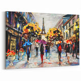 Romantic Paris Art - Eiffel Tower with Colorful Umbrellas Wall Print
