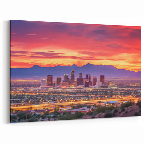 Vibrant Sunset Arizona Cityscape Print - Phoenix Skyline Wall Art