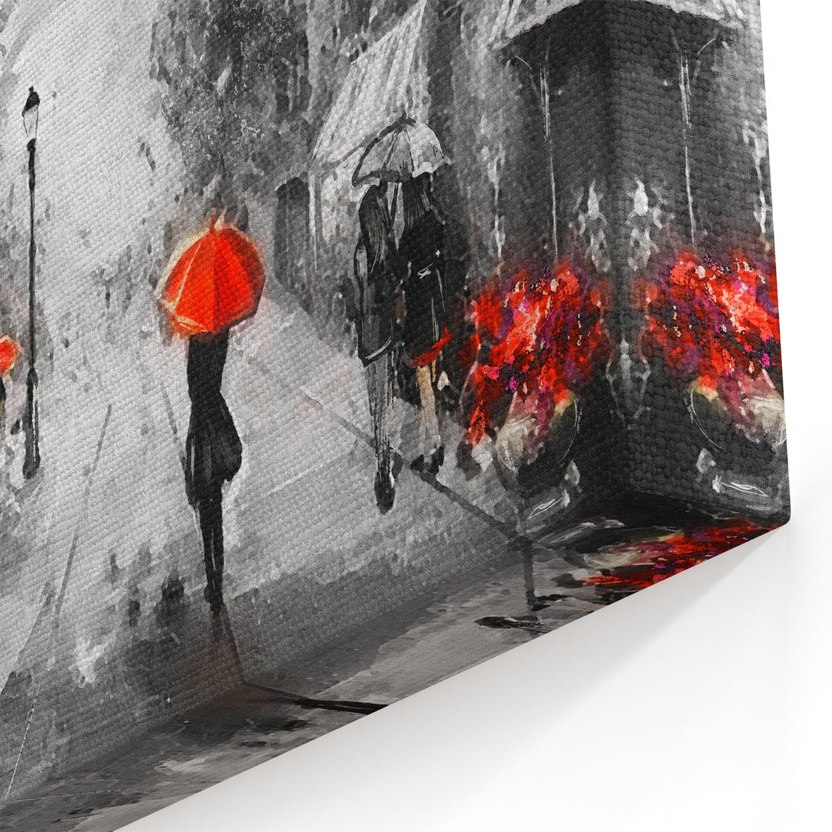 Eiffel Tower Art - Paris Cityscape with Red Umbrellas Wall Print