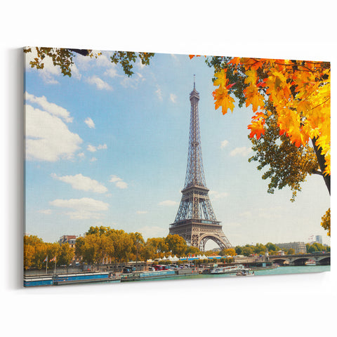 Paris Wall Art - Eiffel Tower with Autumn Leaves River View