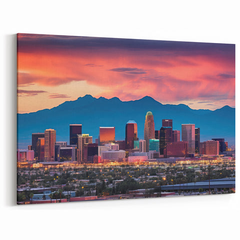 Phoenix Skyline Cityscape Art - Arizona Desert Sunset Wall Decor