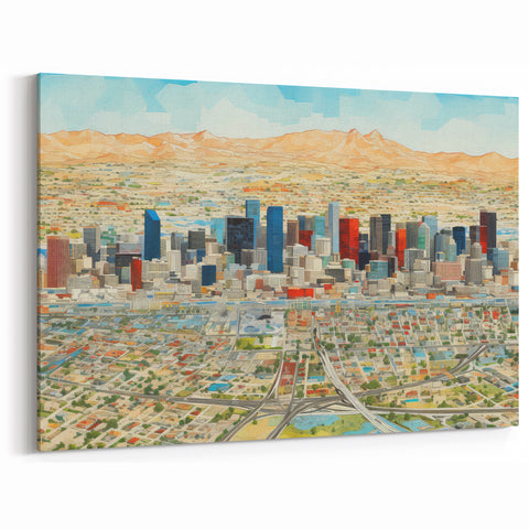 Vibrant Abstract Arizona Skyline Wall Decor - Phoenix Cityscape Art Print