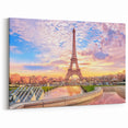 Paris Wall Art - Eiffel Tower Canvas Prints with Romantic Sunset