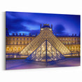 Paris Canvas Prints - Louvre Pyramid at Night with Stunning Blue Sky