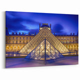 Paris Canvas Prints - Louvre Pyramid at Night with Stunning Blue Sky