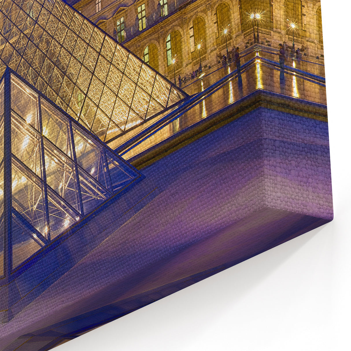 Paris Canvas Prints - Louvre Pyramid at Night with Stunning Blue Sky