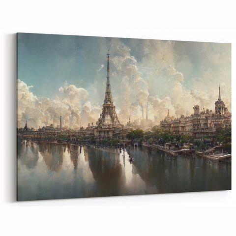Paris Wall Art - Surreal Eiffel Tower Cityscape with Reflections