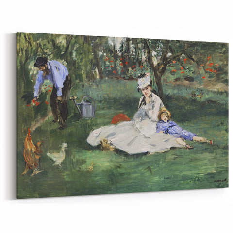 Édouard Manet Prints - Elegant French Garden Scene from Impressionist Era