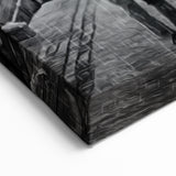 Romantic Paris Art - Eiffel Tower in Rainy Street Scene with Red Umbrella