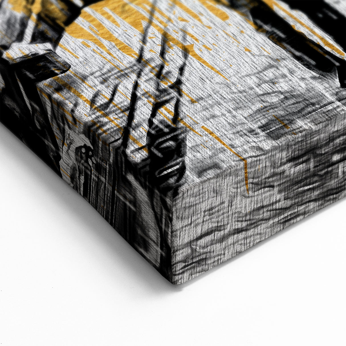 Paris Wall Art - Eiffel Tower Street Scene with Gold and Black Contrast