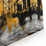 French Wall Decor - Eiffel Tower Street Scene in Gold and Black Tones