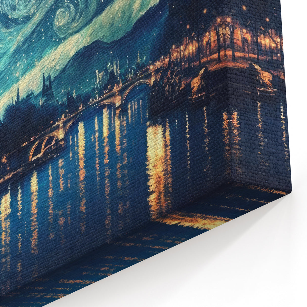 Paris Wall Art - Starry Night Eiffel Tower Reflection with City Lights
