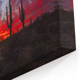 Southwestern Decor Art - Fiery Sunset Over Arizona Cactus Landscape