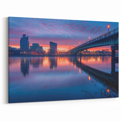 Delaware Cityscape Prints - Sunset Over Bridge and Skyline Photography