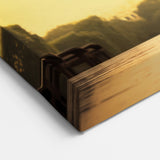 Romantic Paris Art - Eiffel Tower Canvas with Silhouette in Yellow