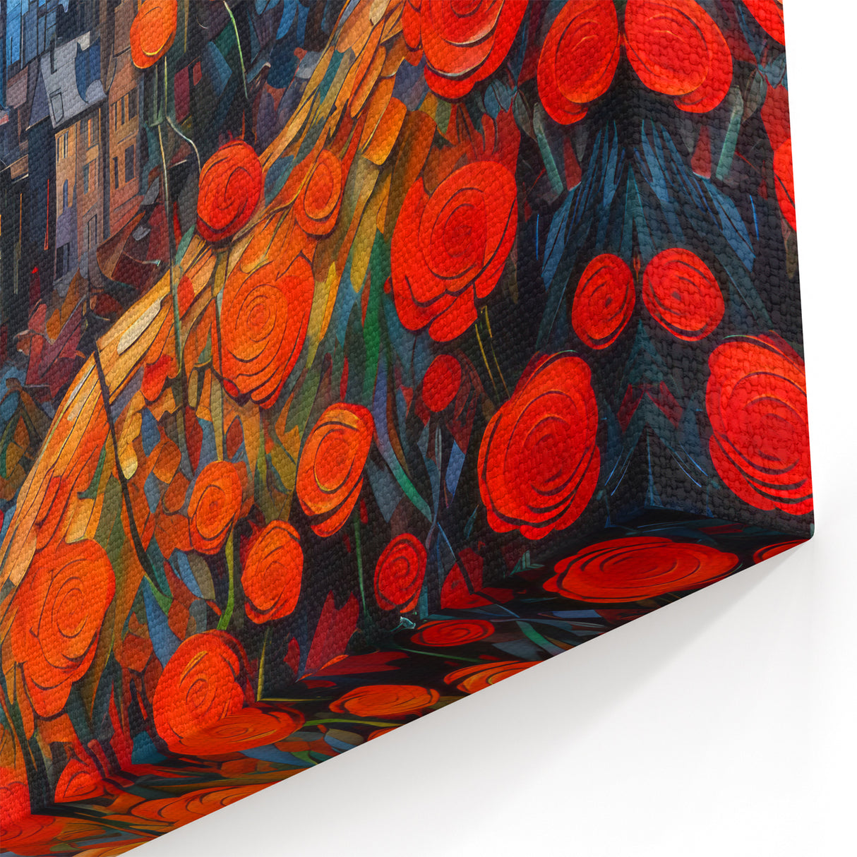 Paris Cityscape Art - Colorful Night Sky and Vibrant Flower Canvas Print