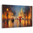 Paris Cityscape Art - Romantic Street Scene with Red Umbrella Print