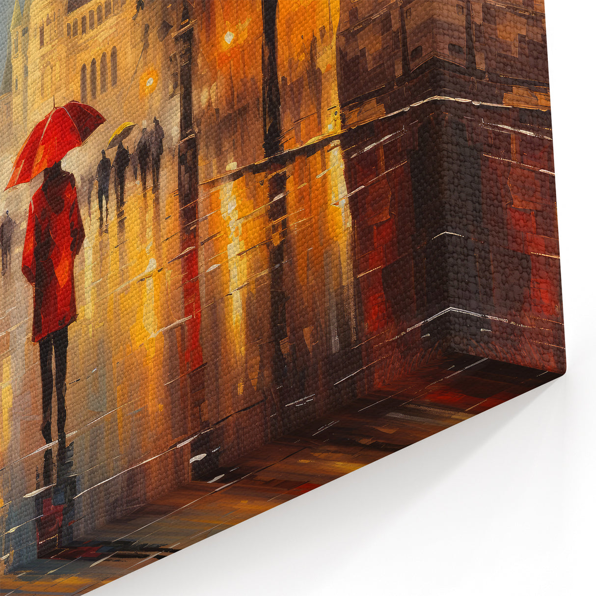 Paris Cityscape Art - Romantic Street Scene with Red Umbrella Print