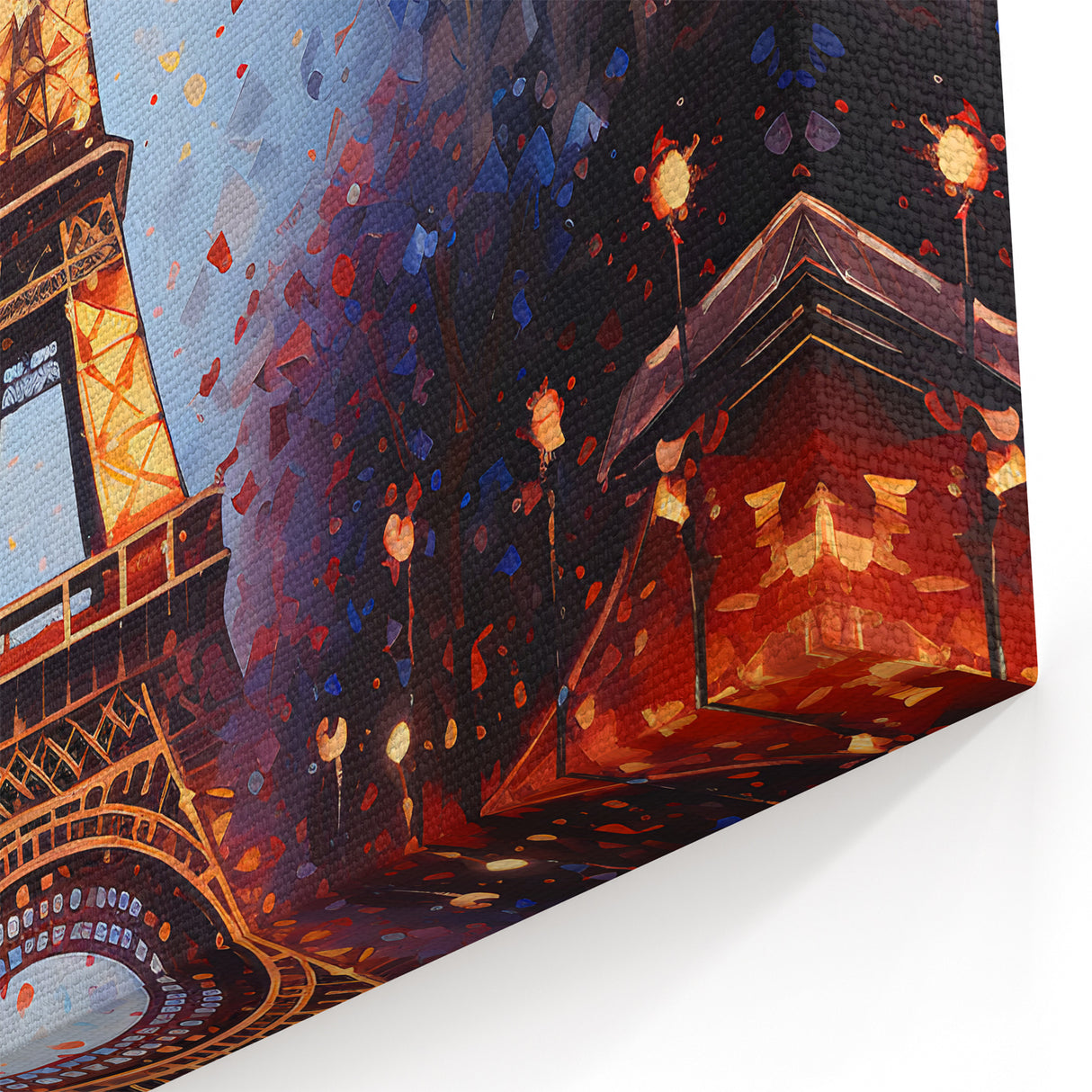 Paris Wall Art - Eiffel Tower Evening Scene with Glowing Lights Print
