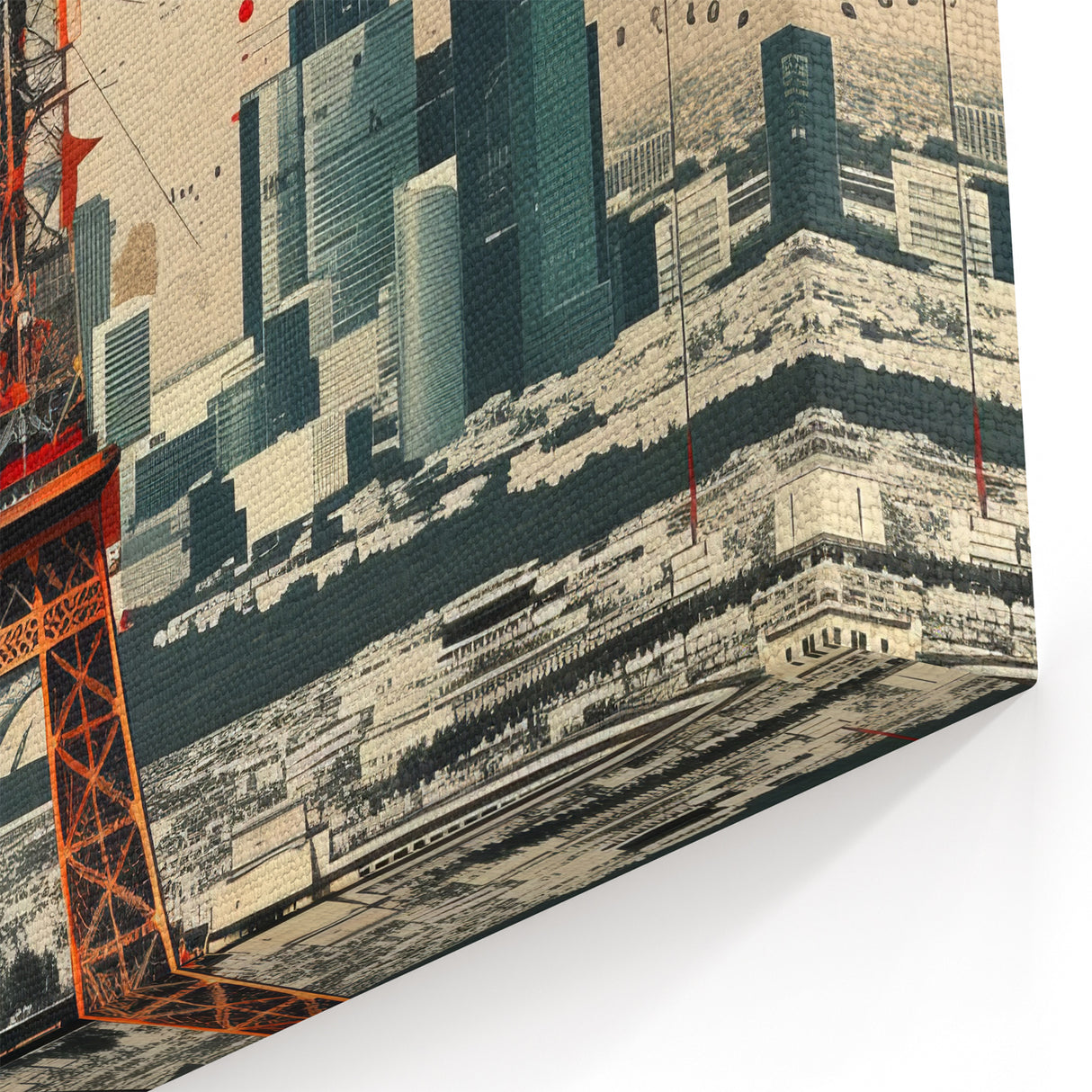 Paris Wall Art - Modern Eiffel Tower with Urban Abstract Canvas Print